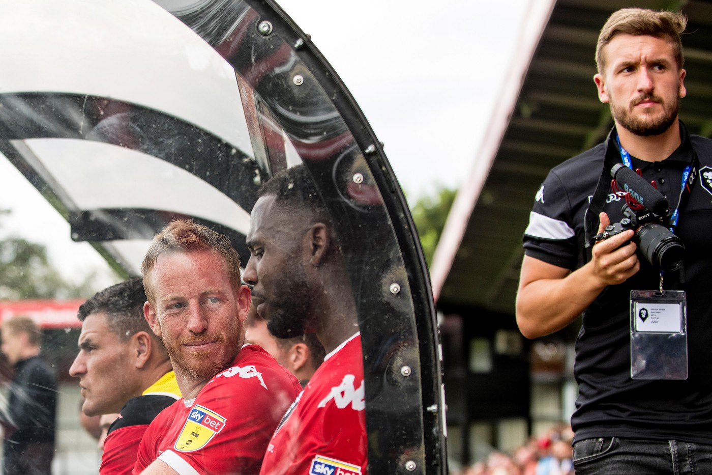 Ryan Deane filming Salford City FC match
